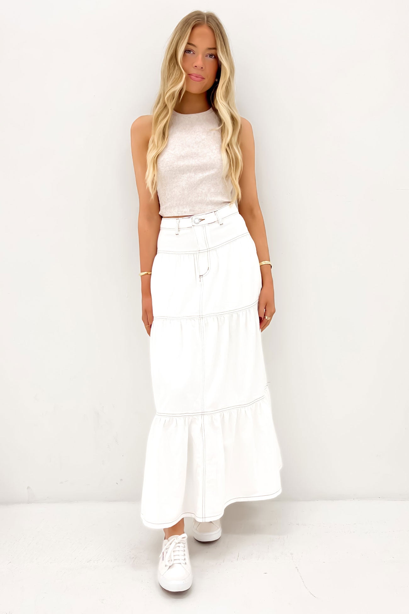 Ella Denim Skirt White main image 0