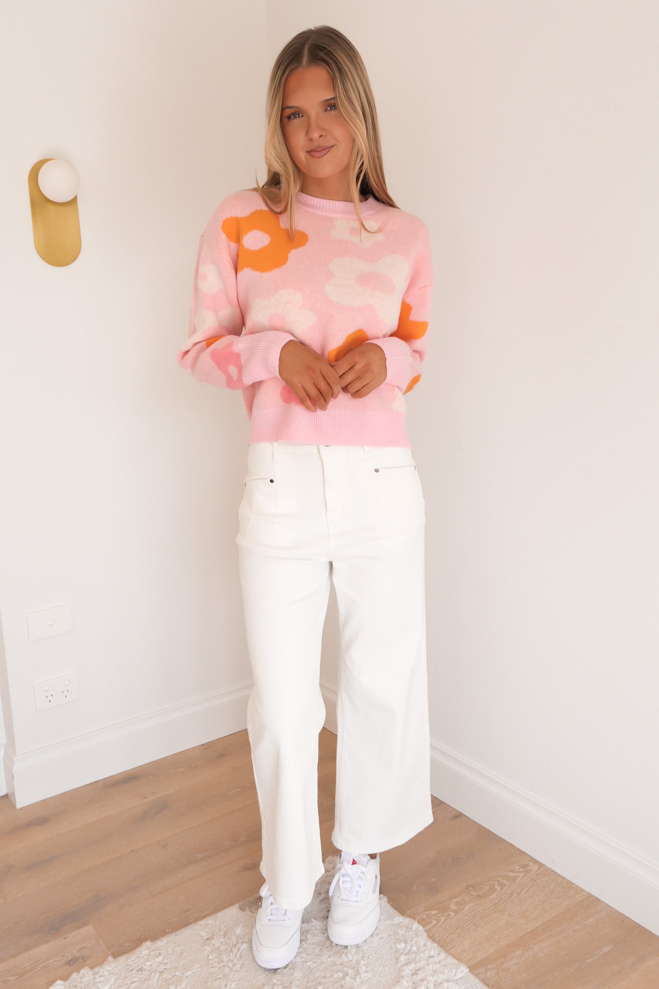 Leonie Knit Sweater Jacquard Flowers