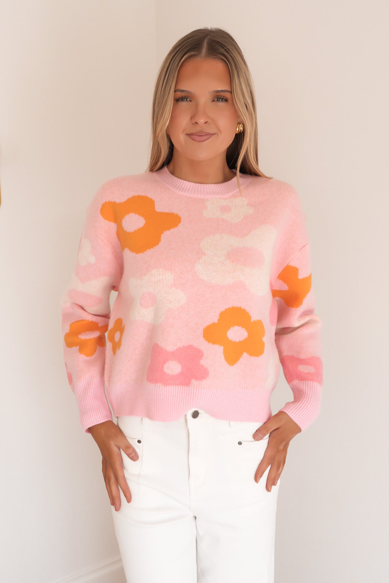 Leonie Knit Sweater Jacquard Flowers