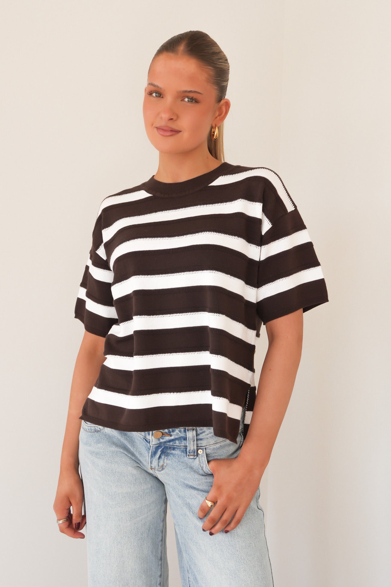 Libby Boxy Top Chocolate Stripe