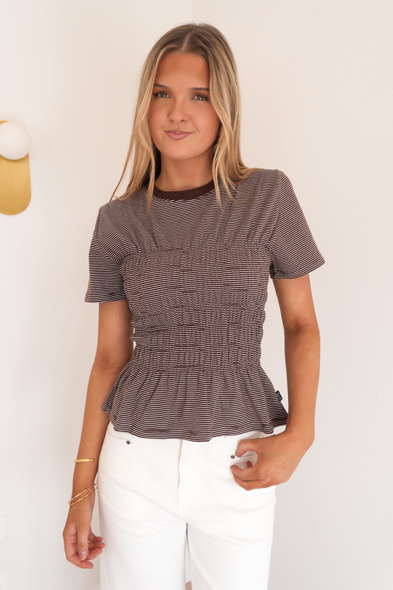 Lipa Stripe Tee Brown