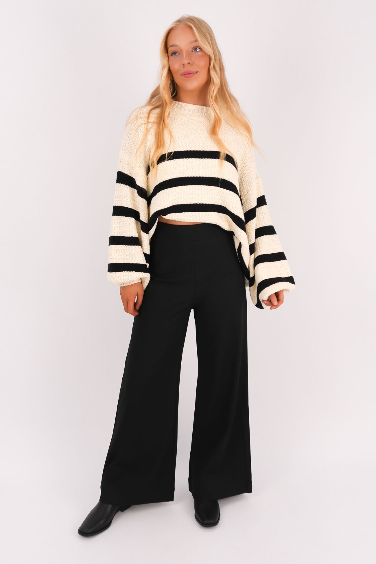 Lissie Knit Cream Black Stripe