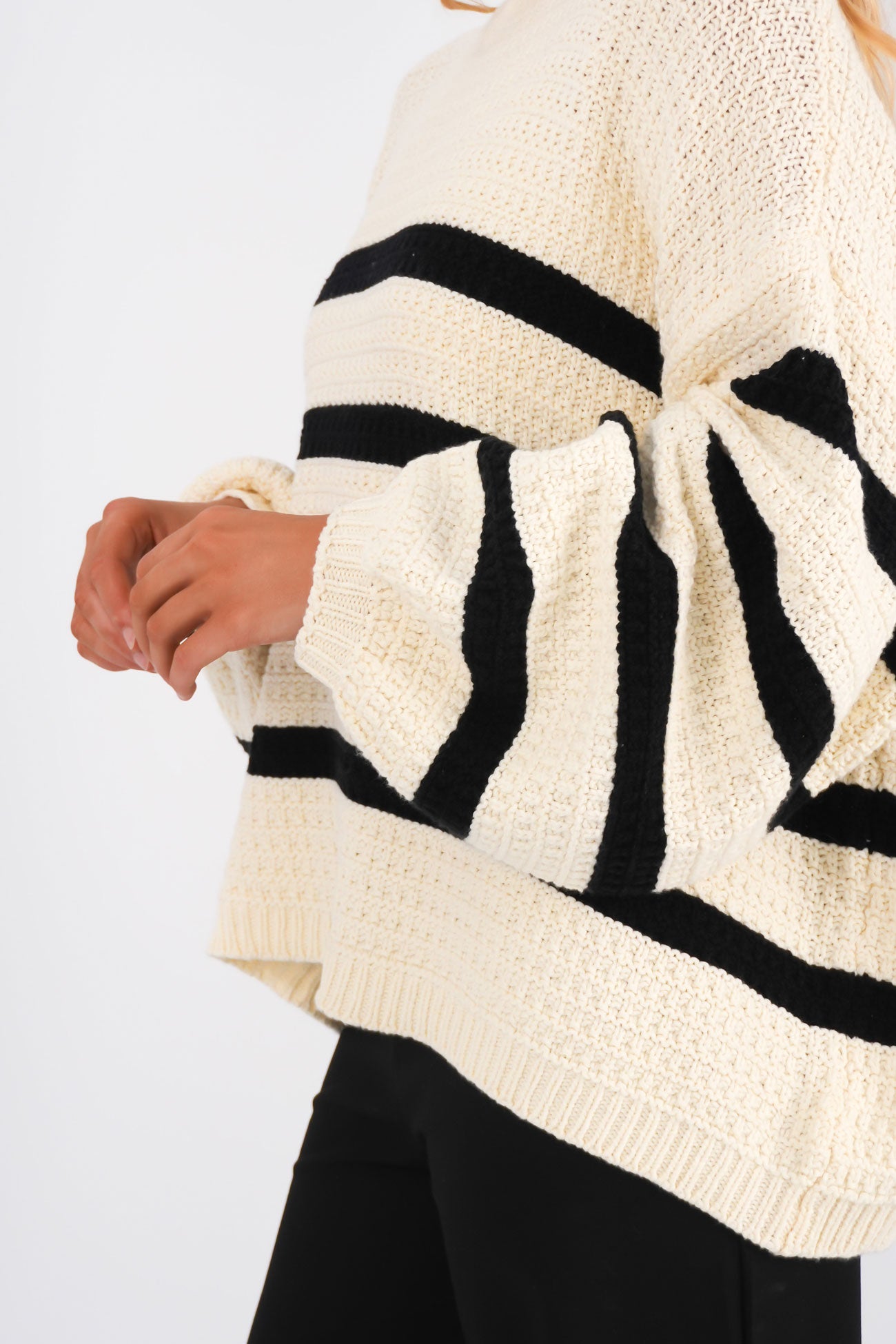 Lissie Knit Cream Black Stripe