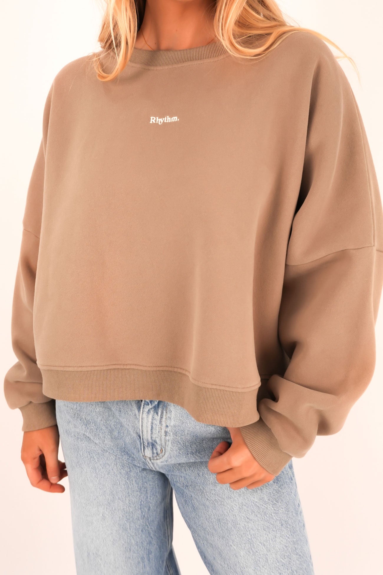 Logo Crew Neck Fleece Taupe