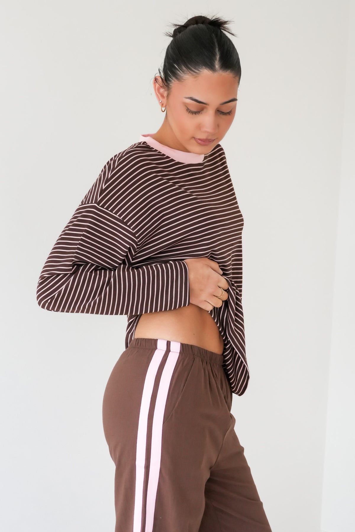 Loren Set Pink Chocolate Stripe