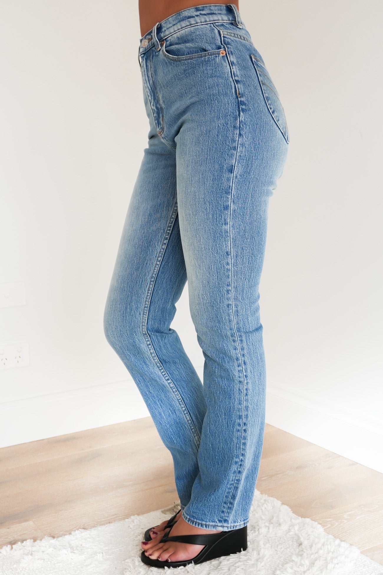 LouLou Straight Jean Long Lennon Blue