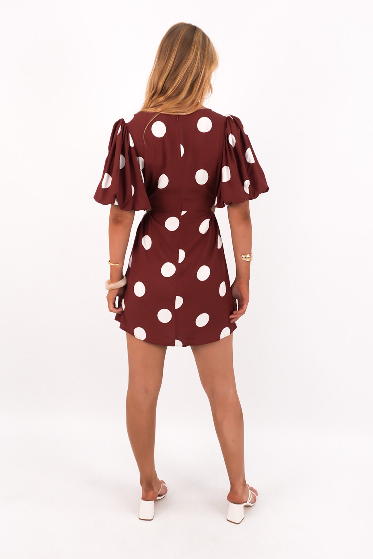 Lovine Mini Dress Wine Polka Dot