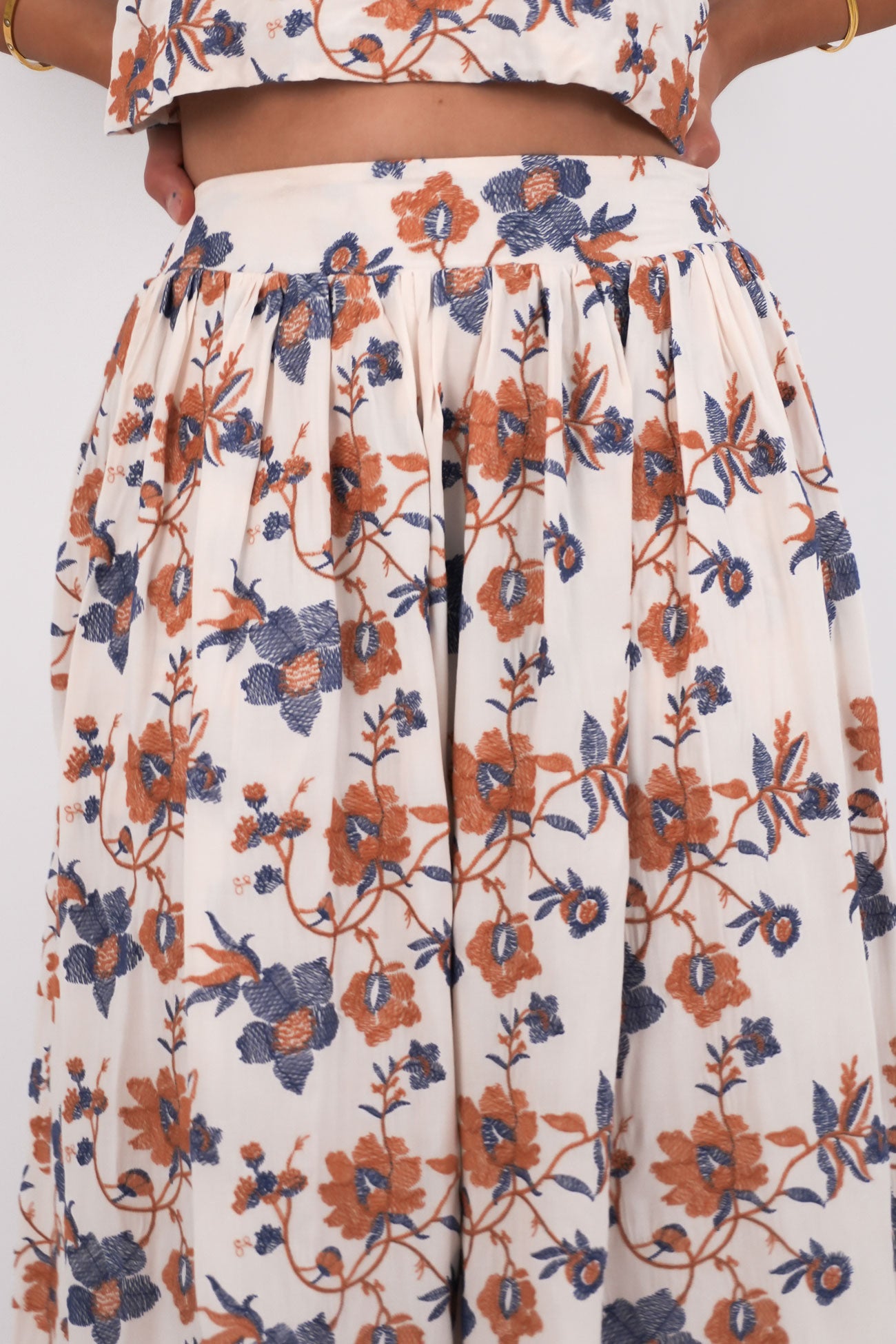 Luca Full Skirt Floral Embroidery