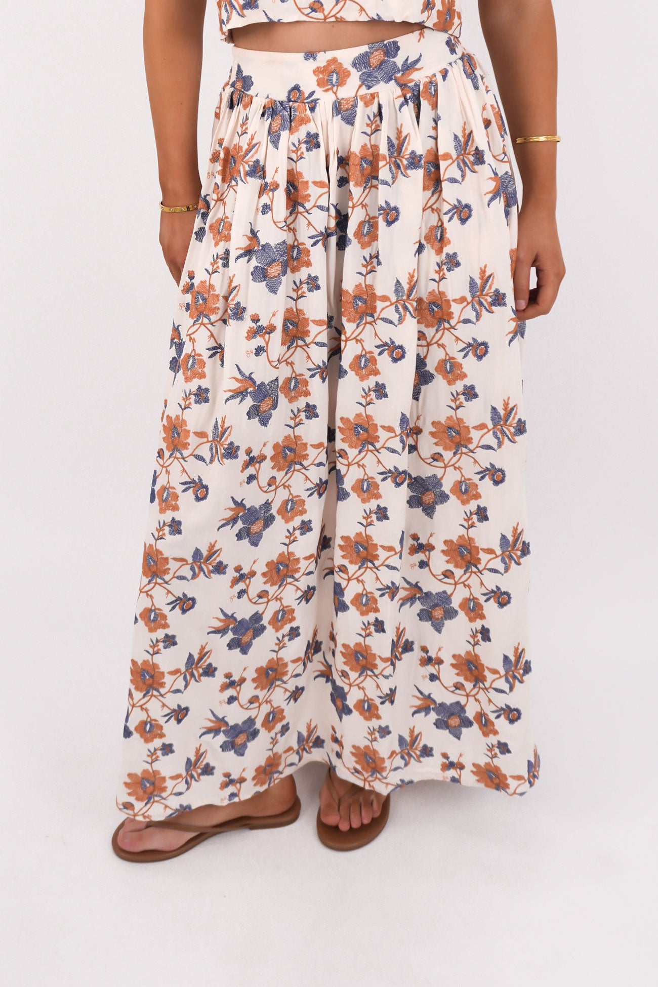 Luca Full Skirt Floral Embroidery