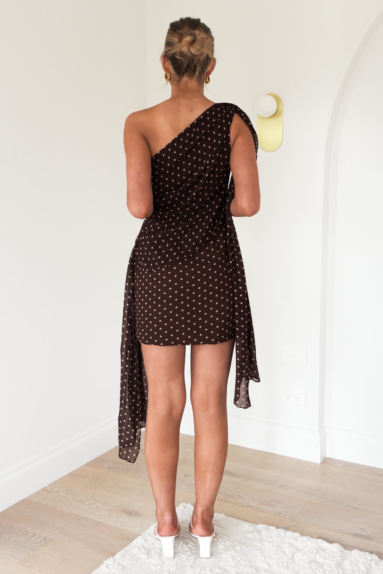 Lucinda Mini Dress Brown Polka Dot