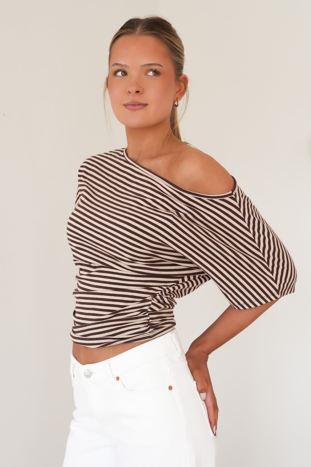 Lune Stripe Top Brown