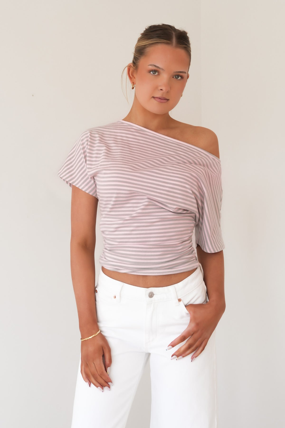 Lune Stripe Top Light Pink