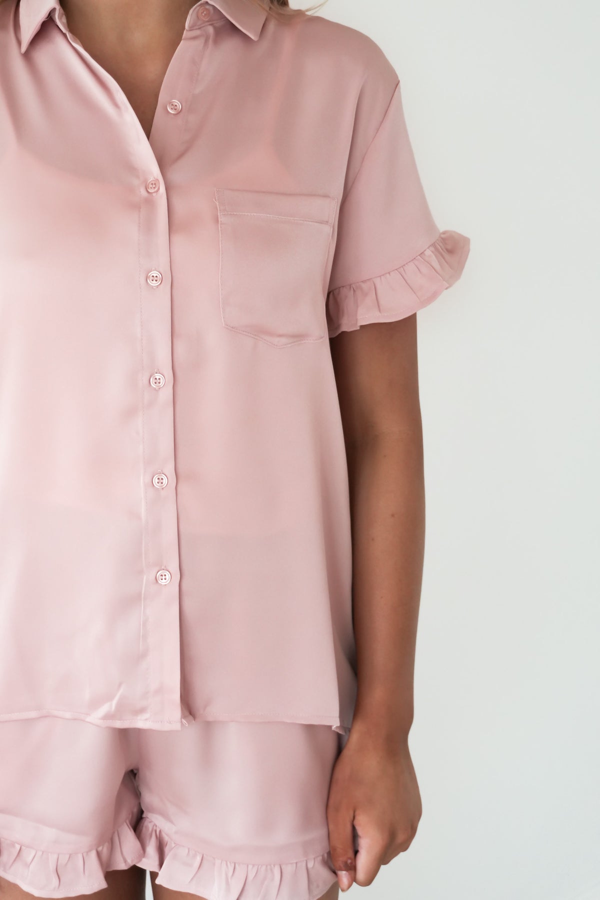 Lux Satin PJ Set Light Pink