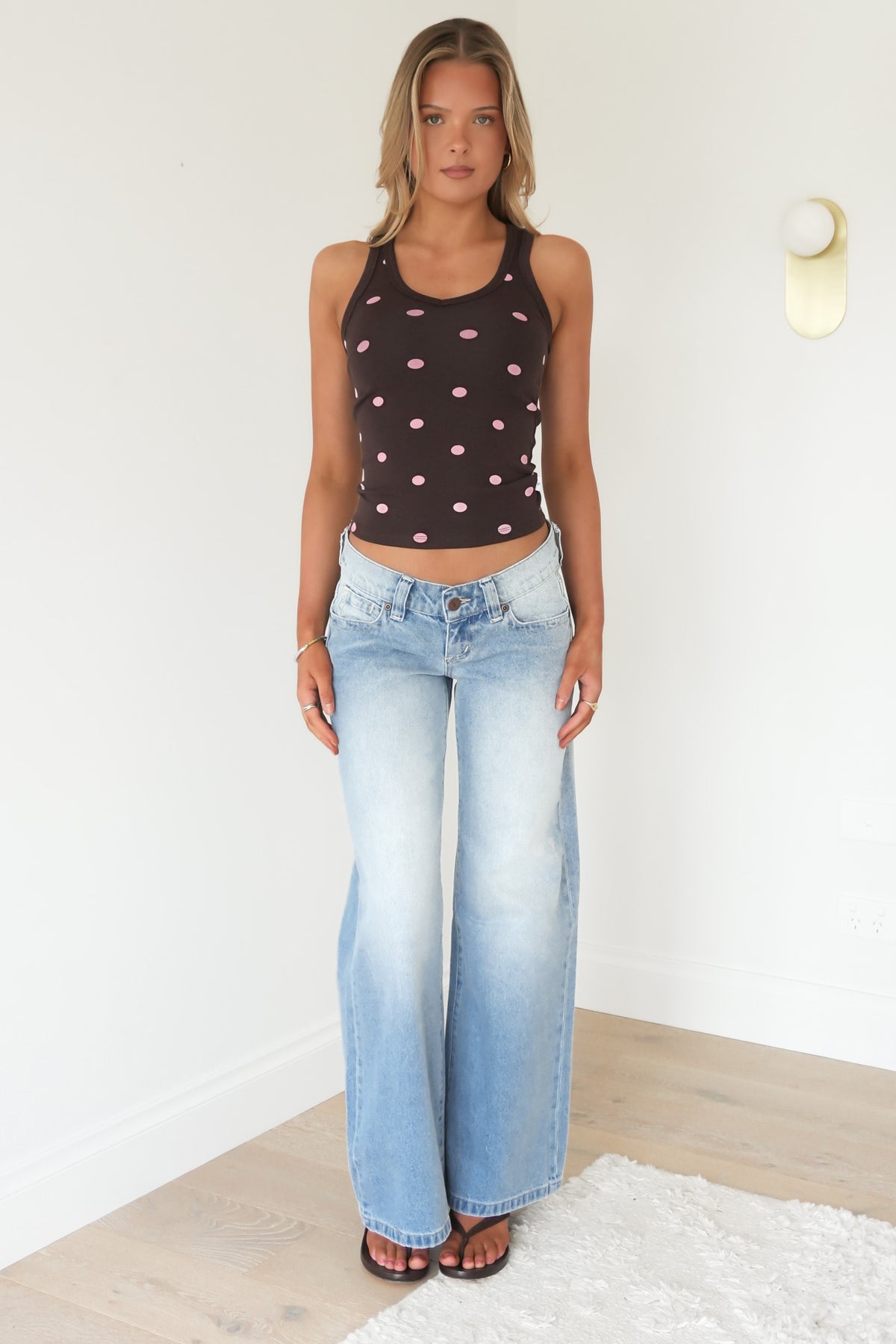 Luxe Rib Spot Tank Chocolate
