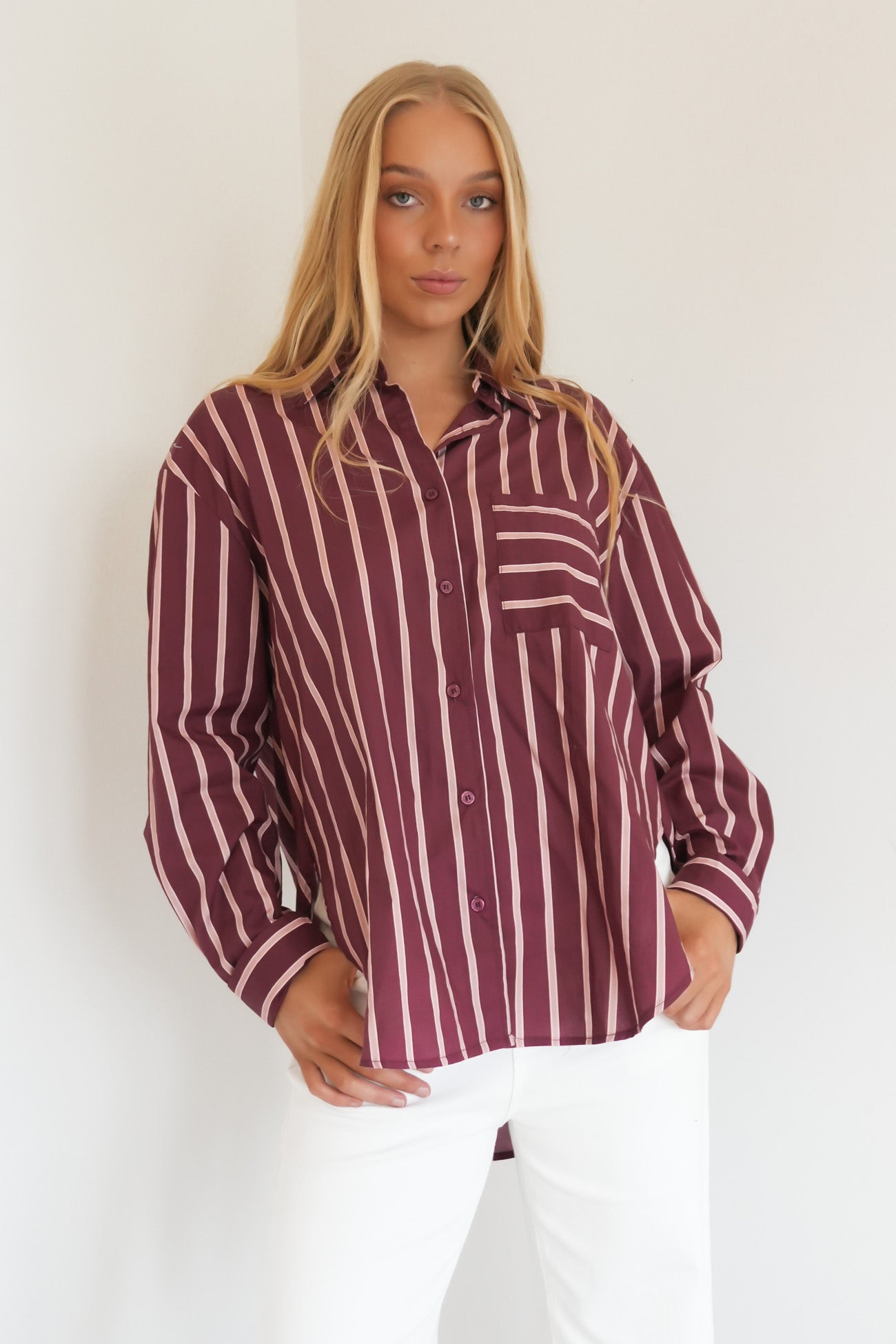 Lynton Shirt Merlot Stripe