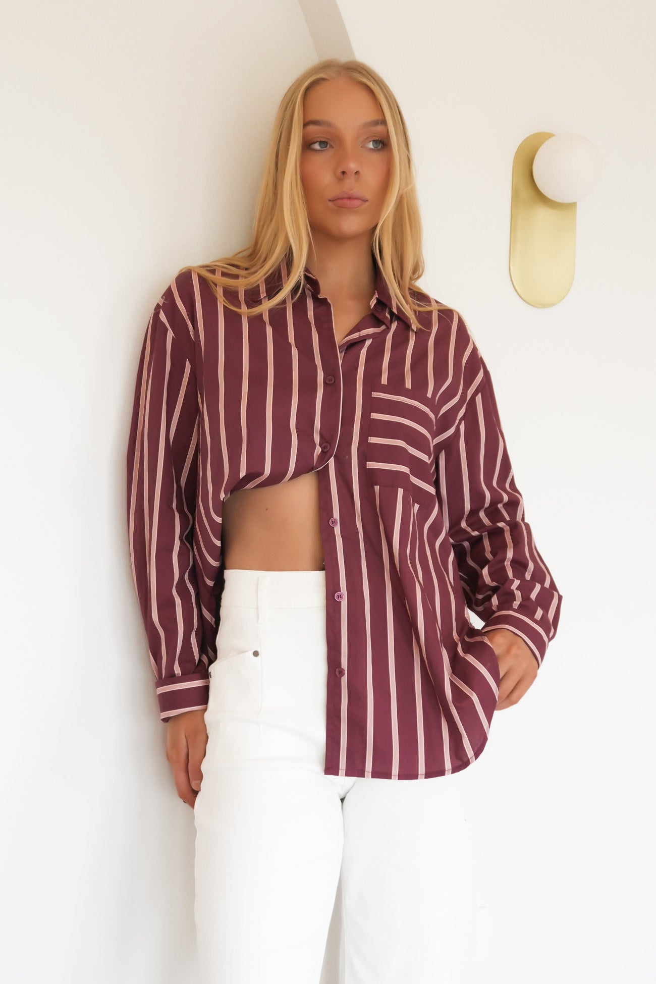 Lynton Shirt Merlot Stripe