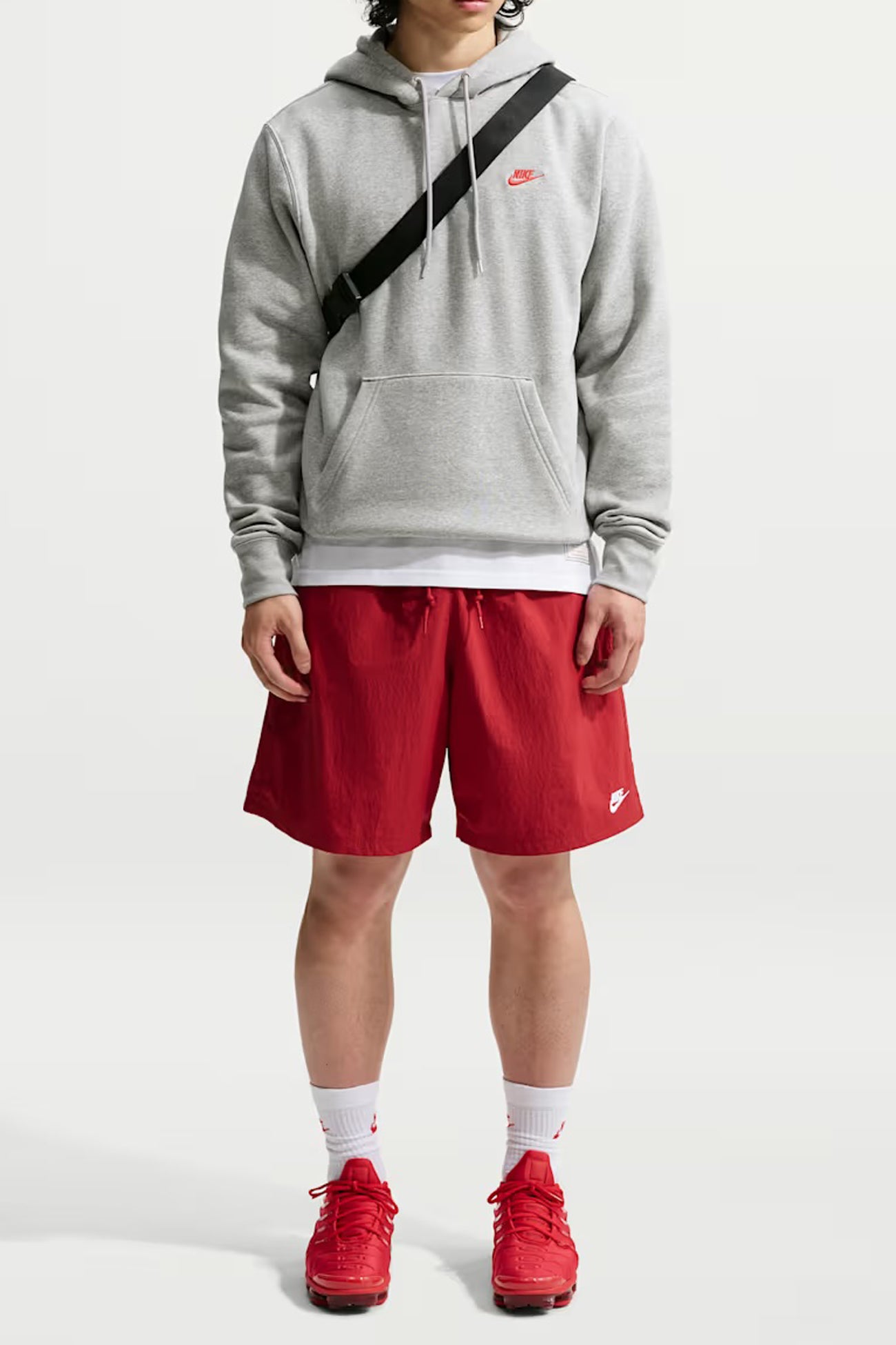 Nike Club BB Pullover Fleece Hoodie Dark Grey Heather University Red
