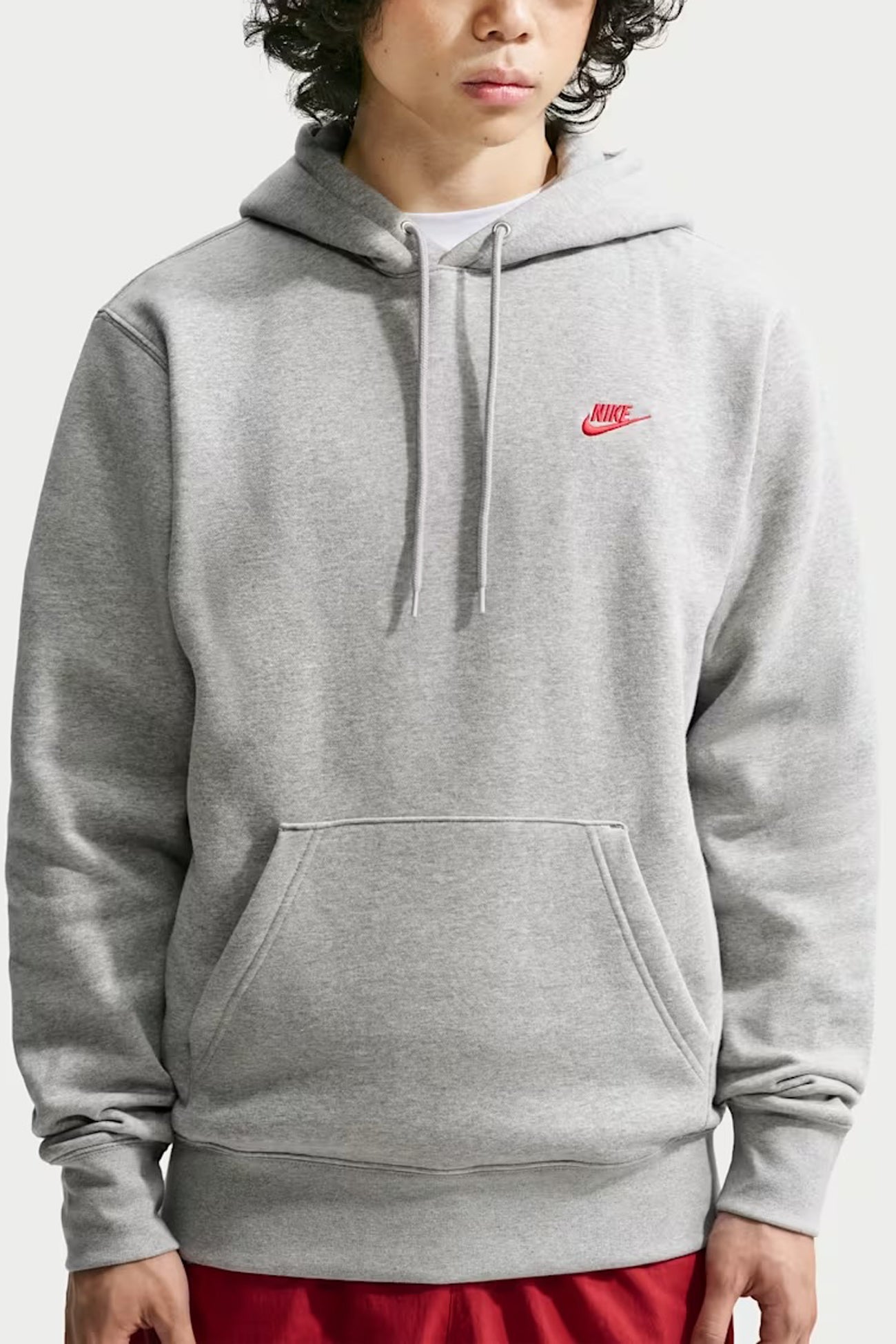 Nike Club BB Pullover Fleece Hoodie Dark Grey Heather University Red