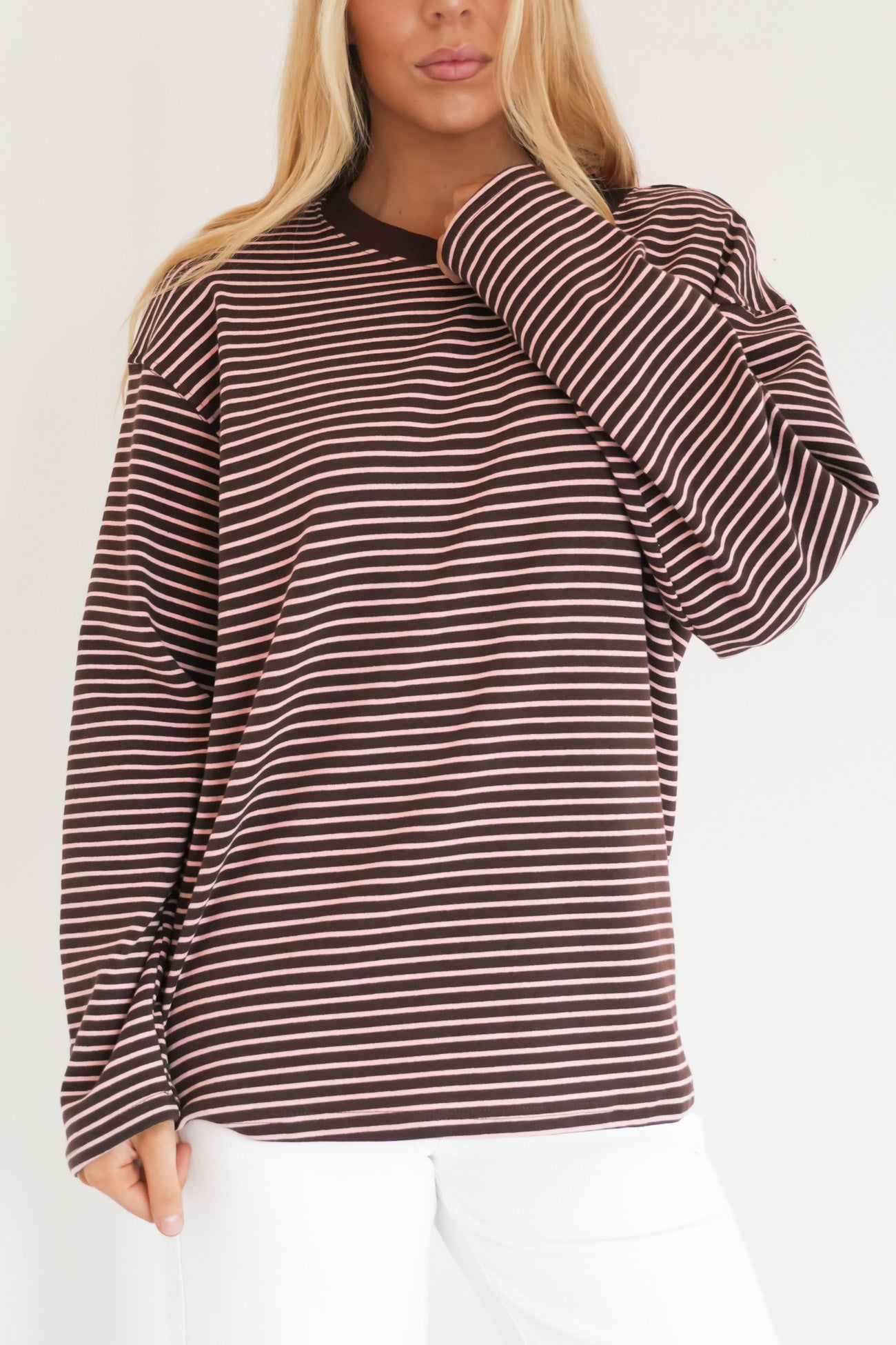 Maddie Long Sleeve Tee Chocolate Pink