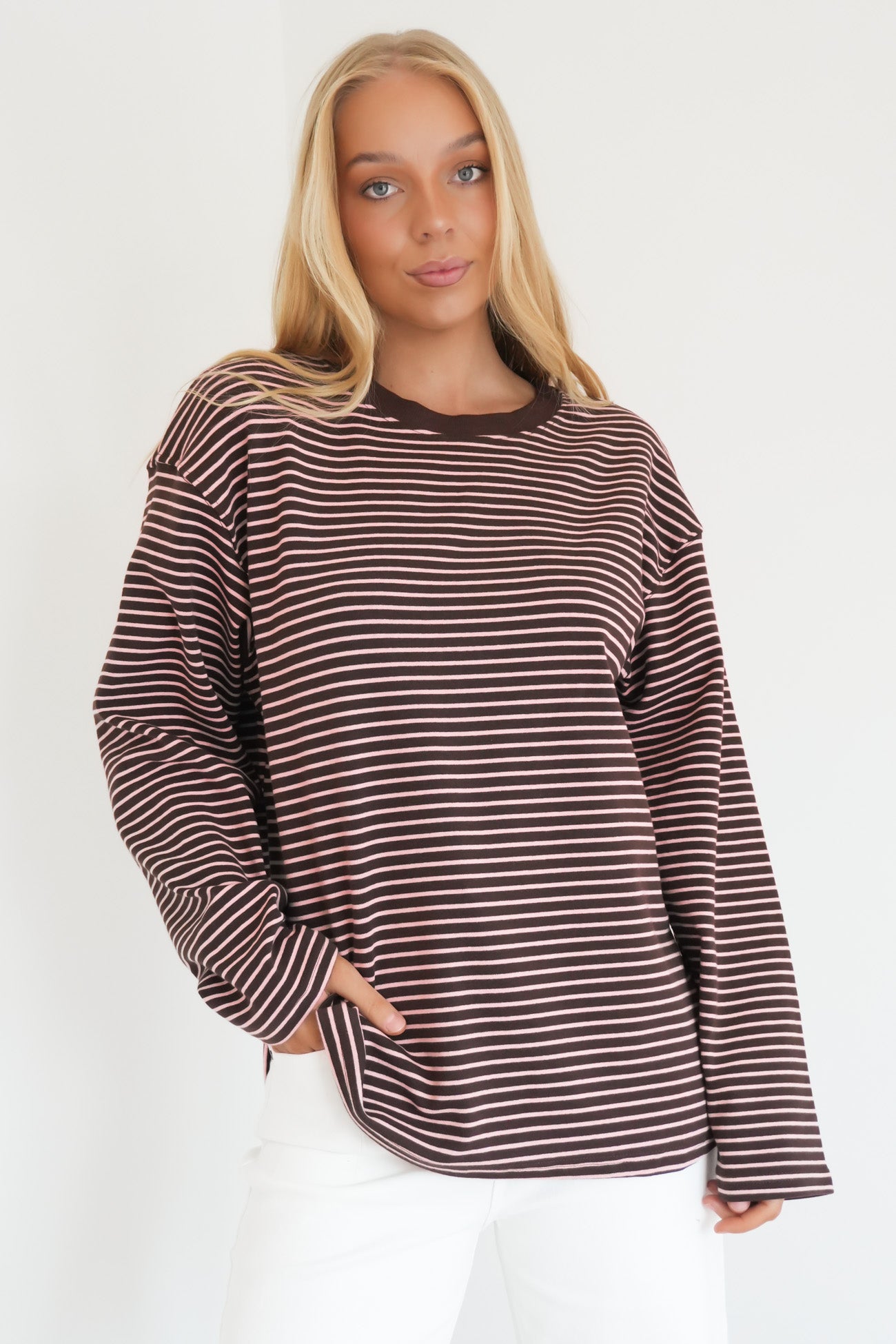 Maddie Long Sleeve Tee Chocolate Pink