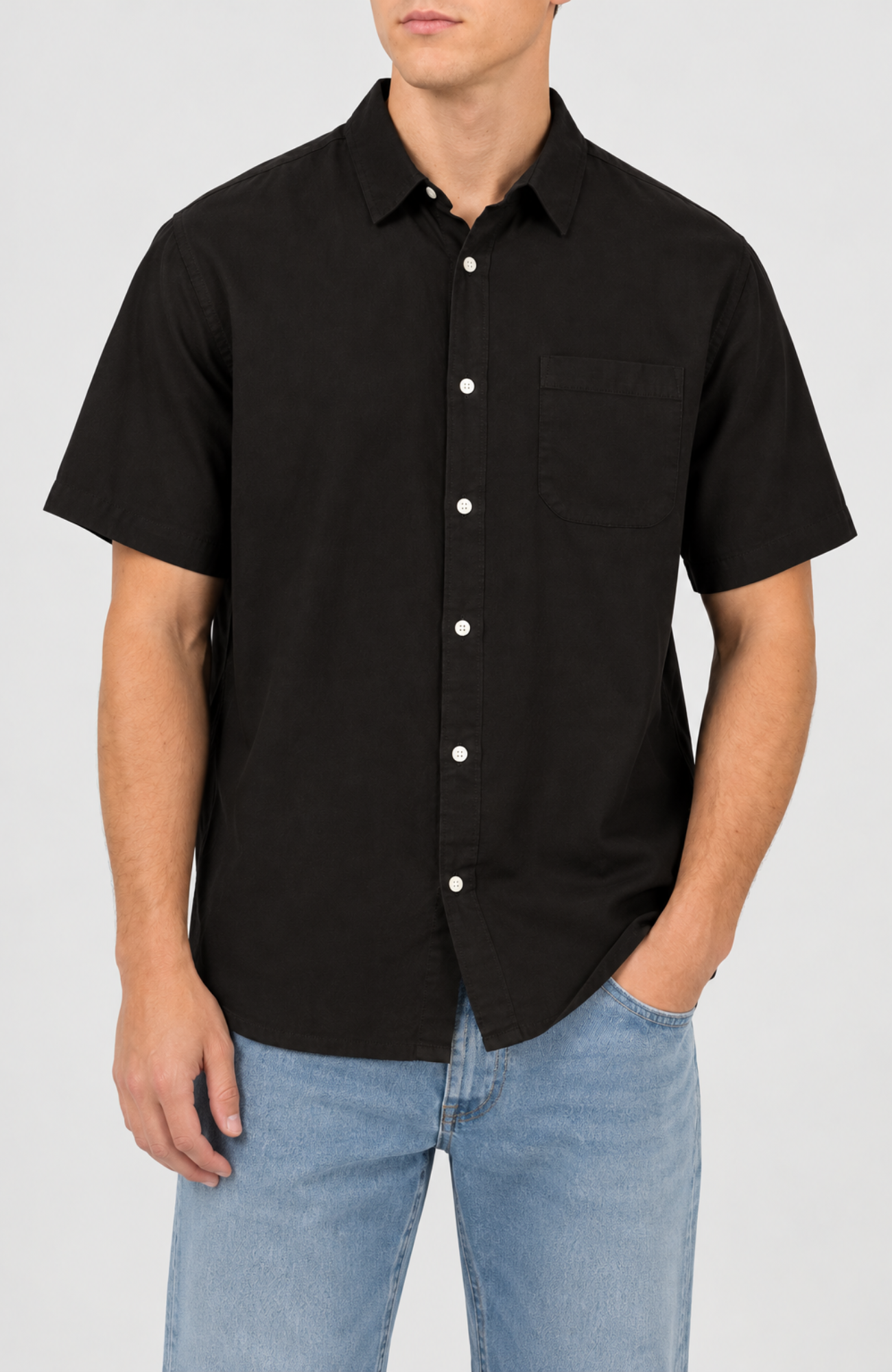 Linen Short Sleeve Shirt Black