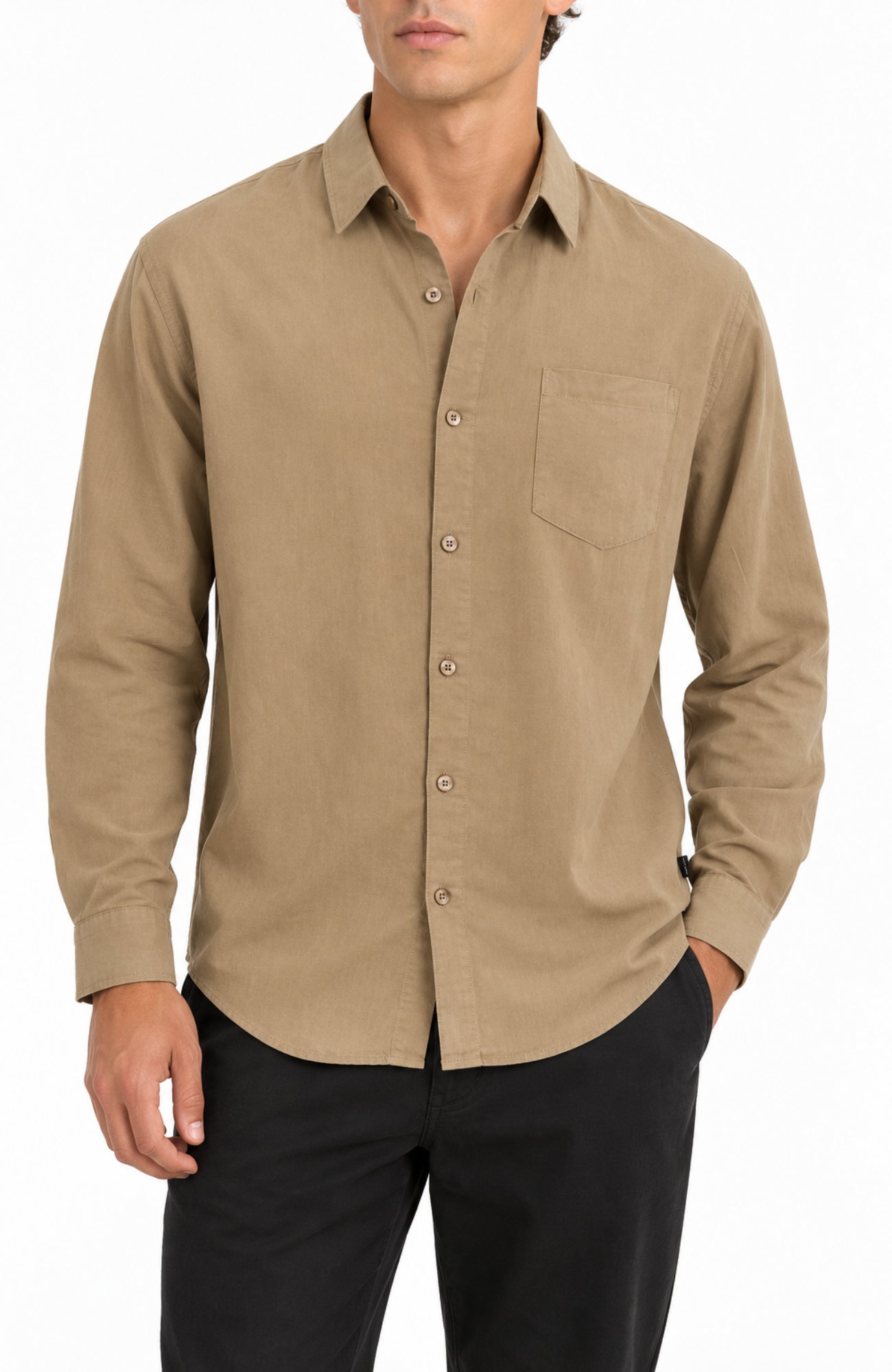 Linen Long Sleeve Shirt II Tan