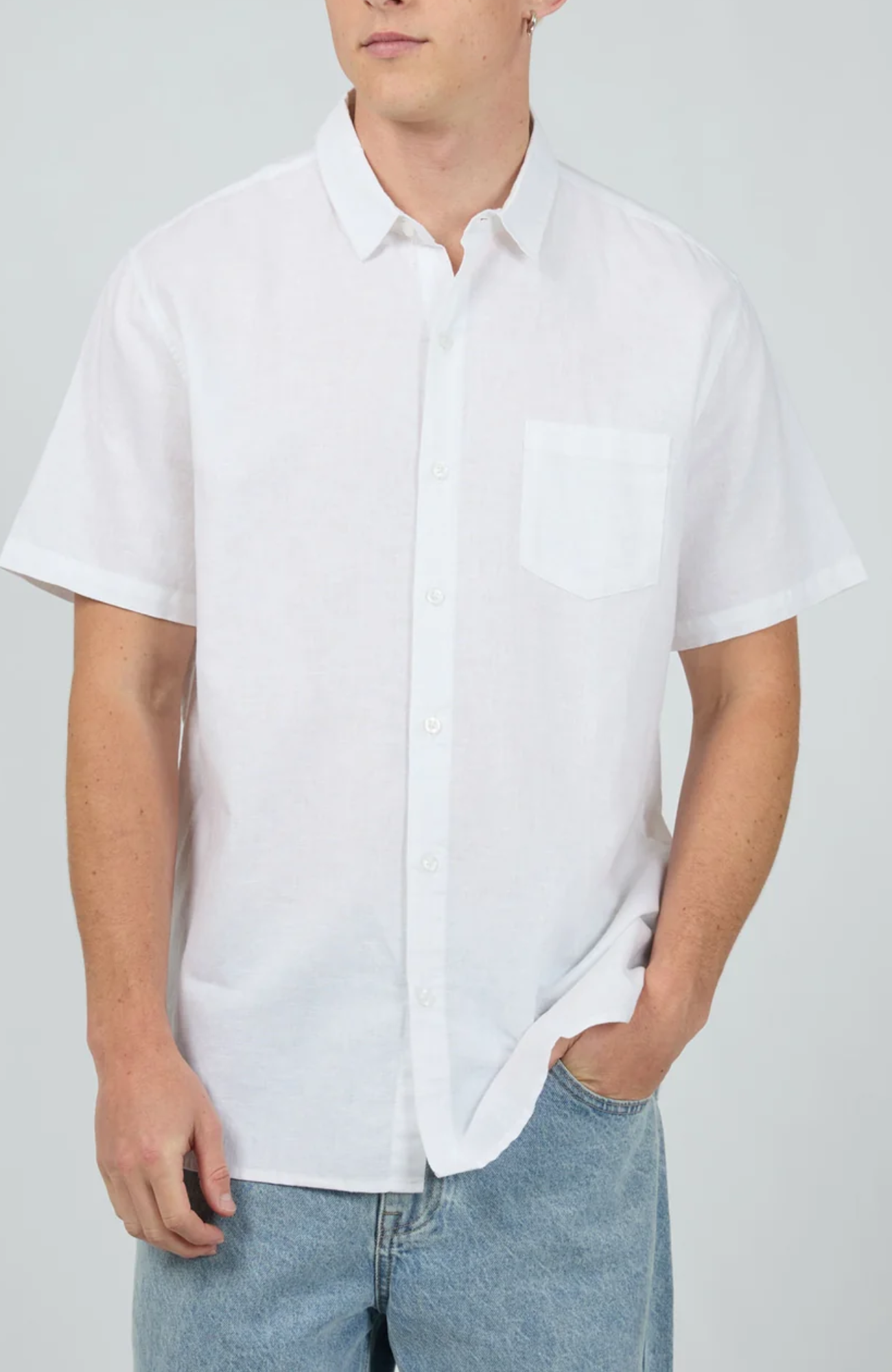 Linen Short Sleeve Shirt White