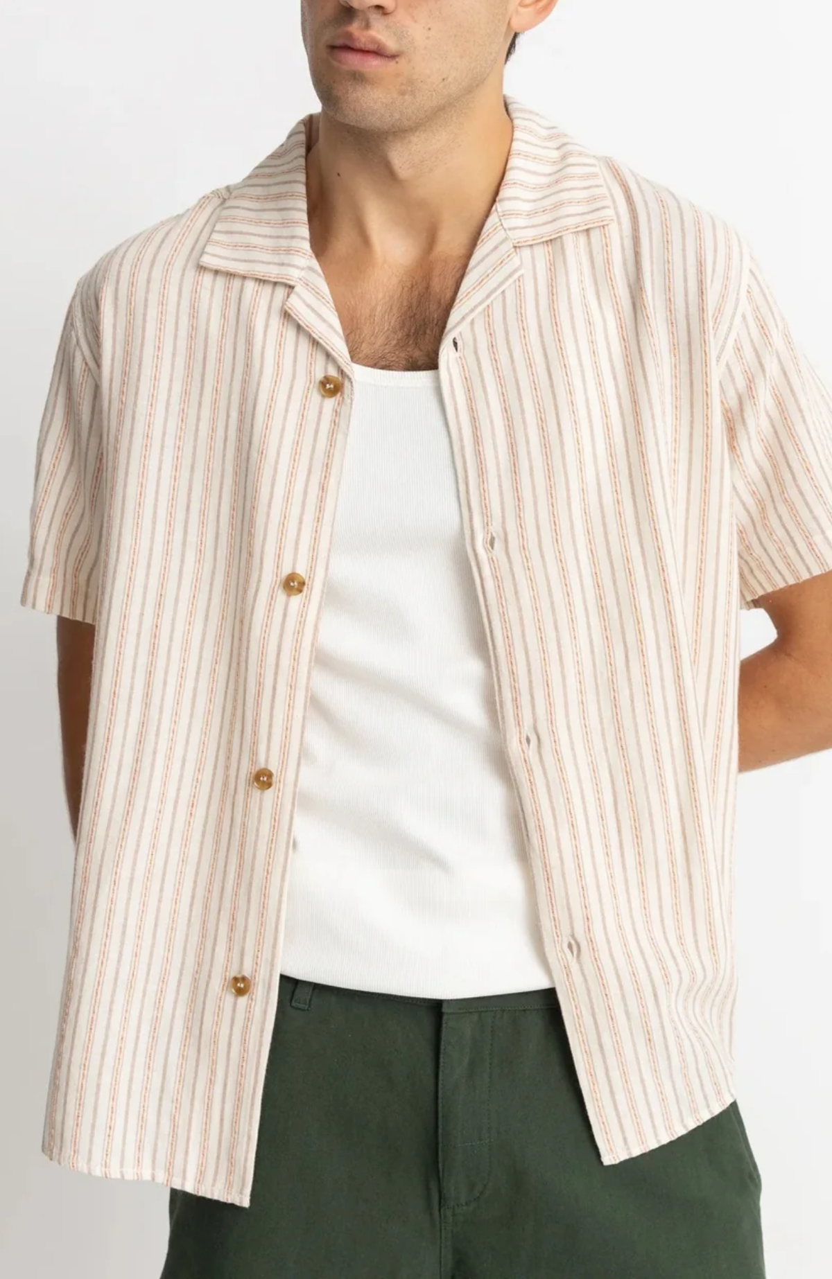 Vacation Stripe Short Sleeve Shirt Natural