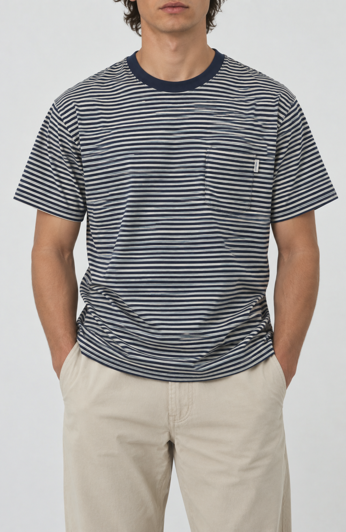Stripe Pocket T-Shirt Navy Natural