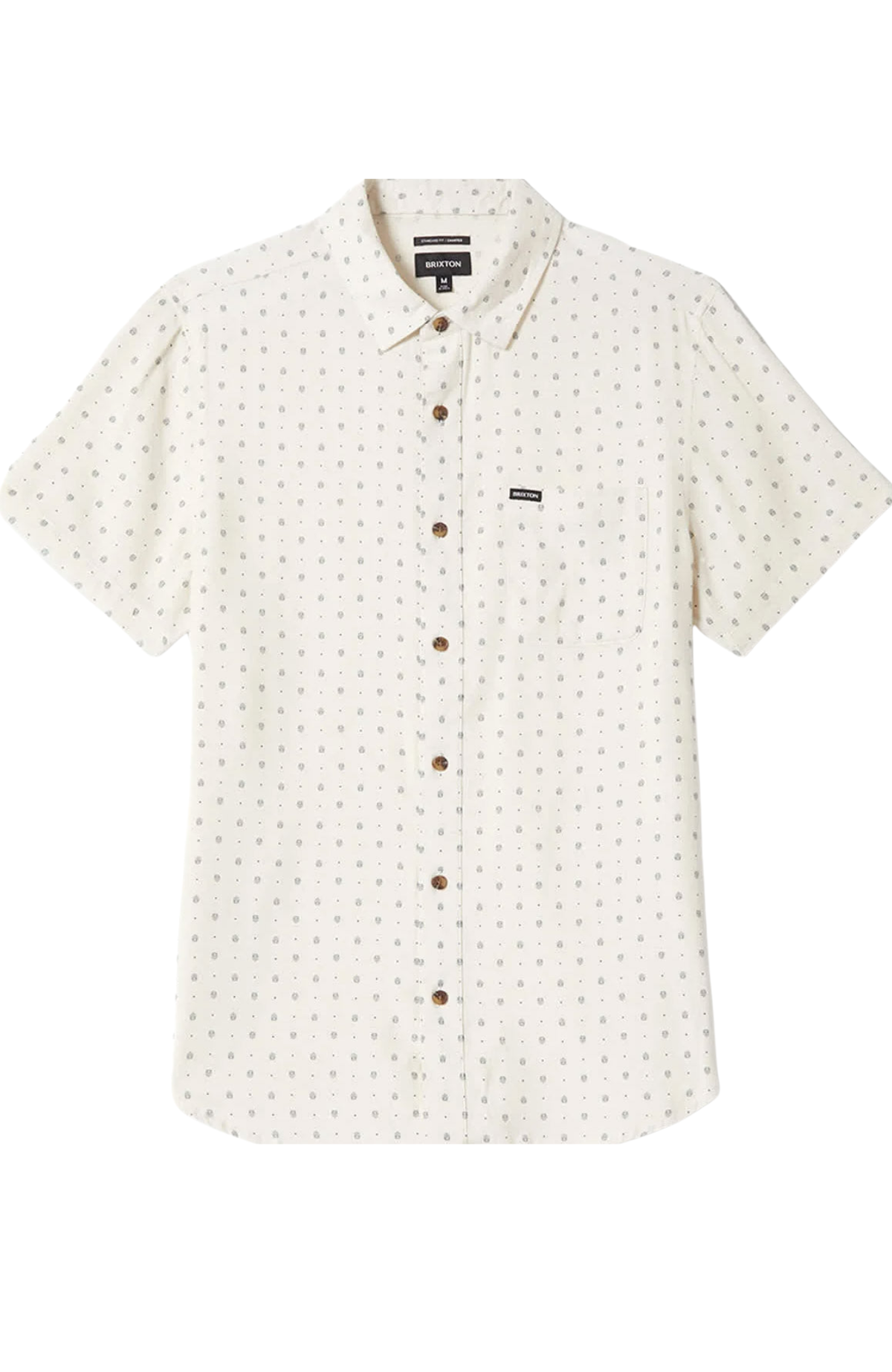 Charter Short Sleeve Woven Slub Shirt Off White Micro Geo