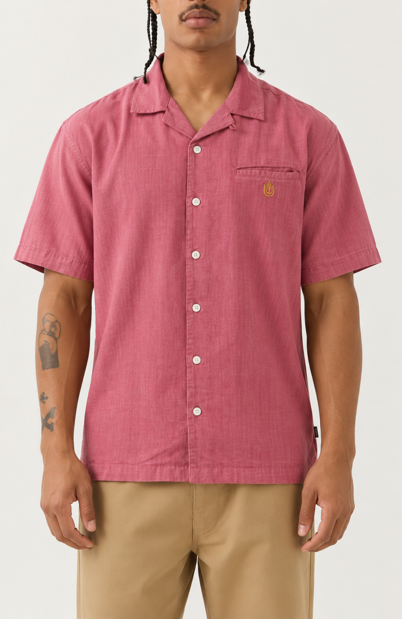 Century Short Sleeve Woven Shirt Pink Shadow Plaid