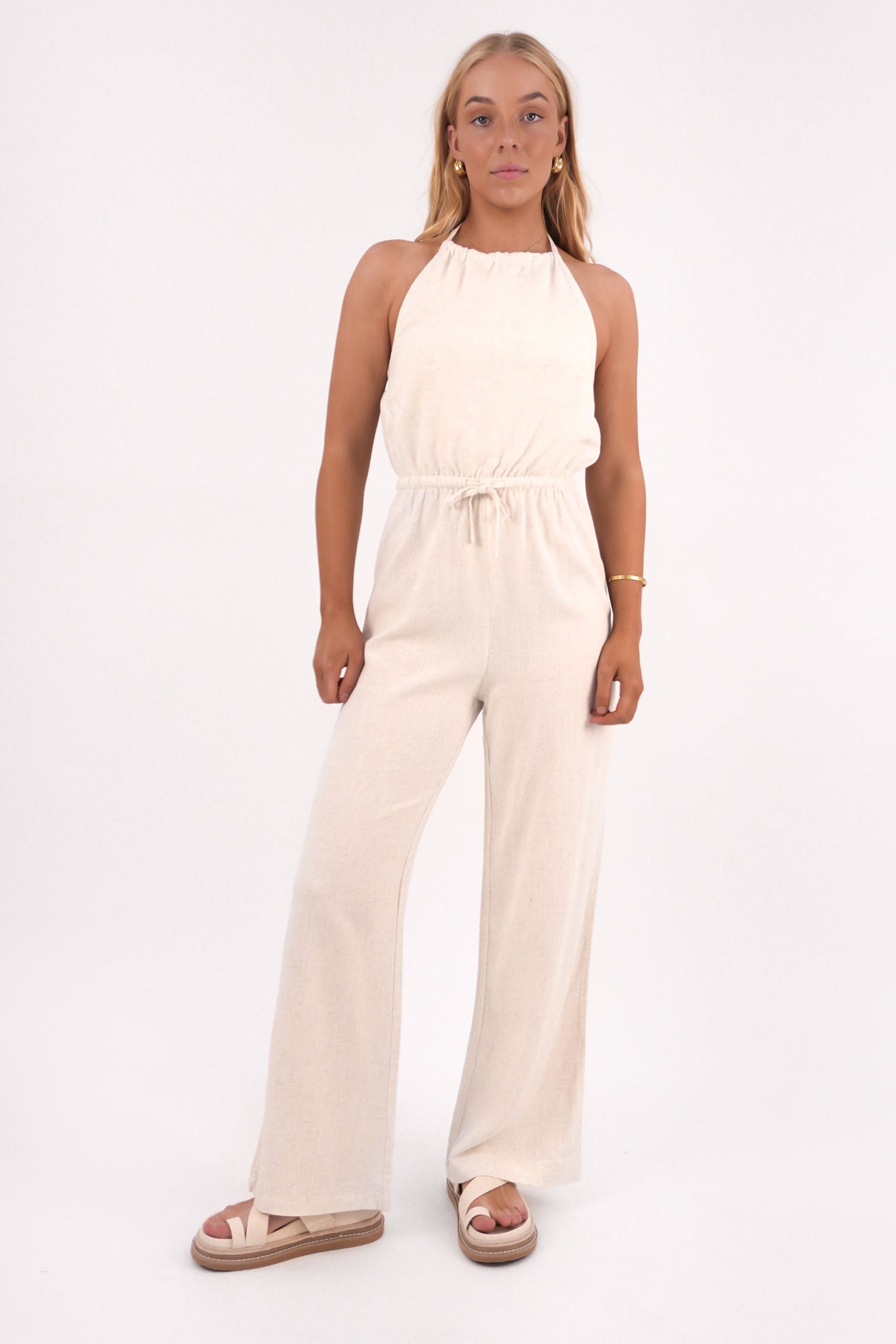 Marlow Halter Jumpsuit Oatmeal