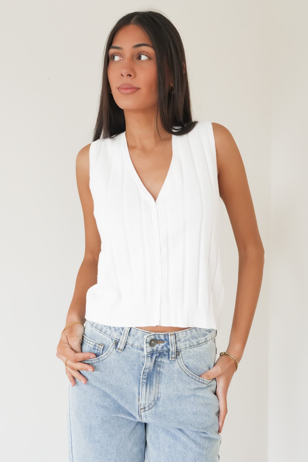 Marlowe Knit Top Vintage White