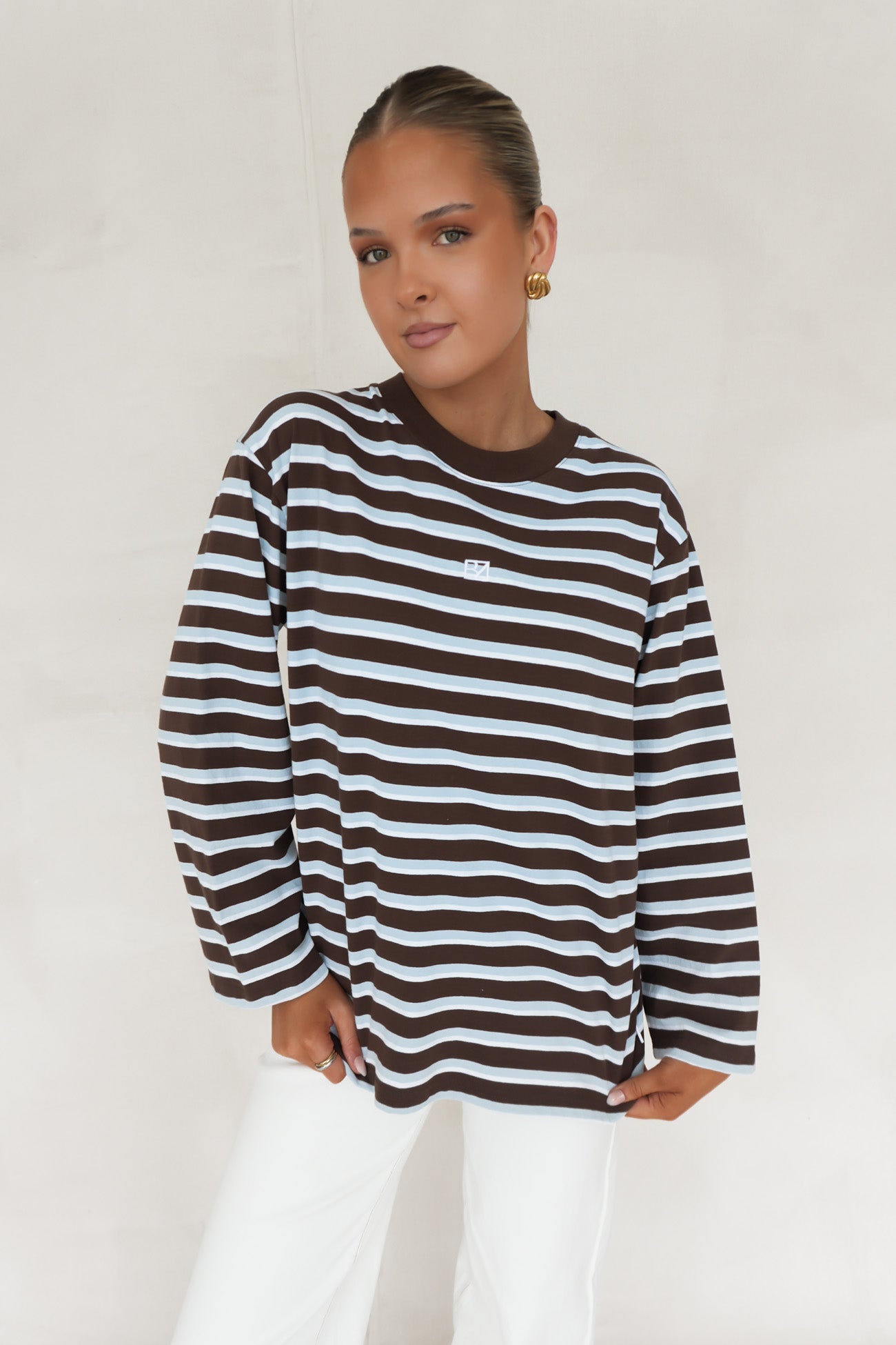 Marlowe Stripe Long Sleeve Top Blue