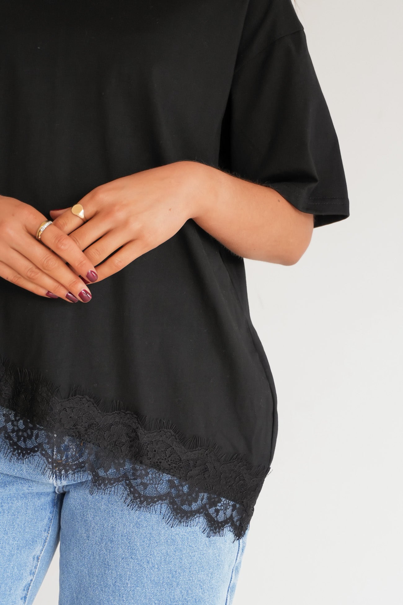 Melanie Lace Tee Black