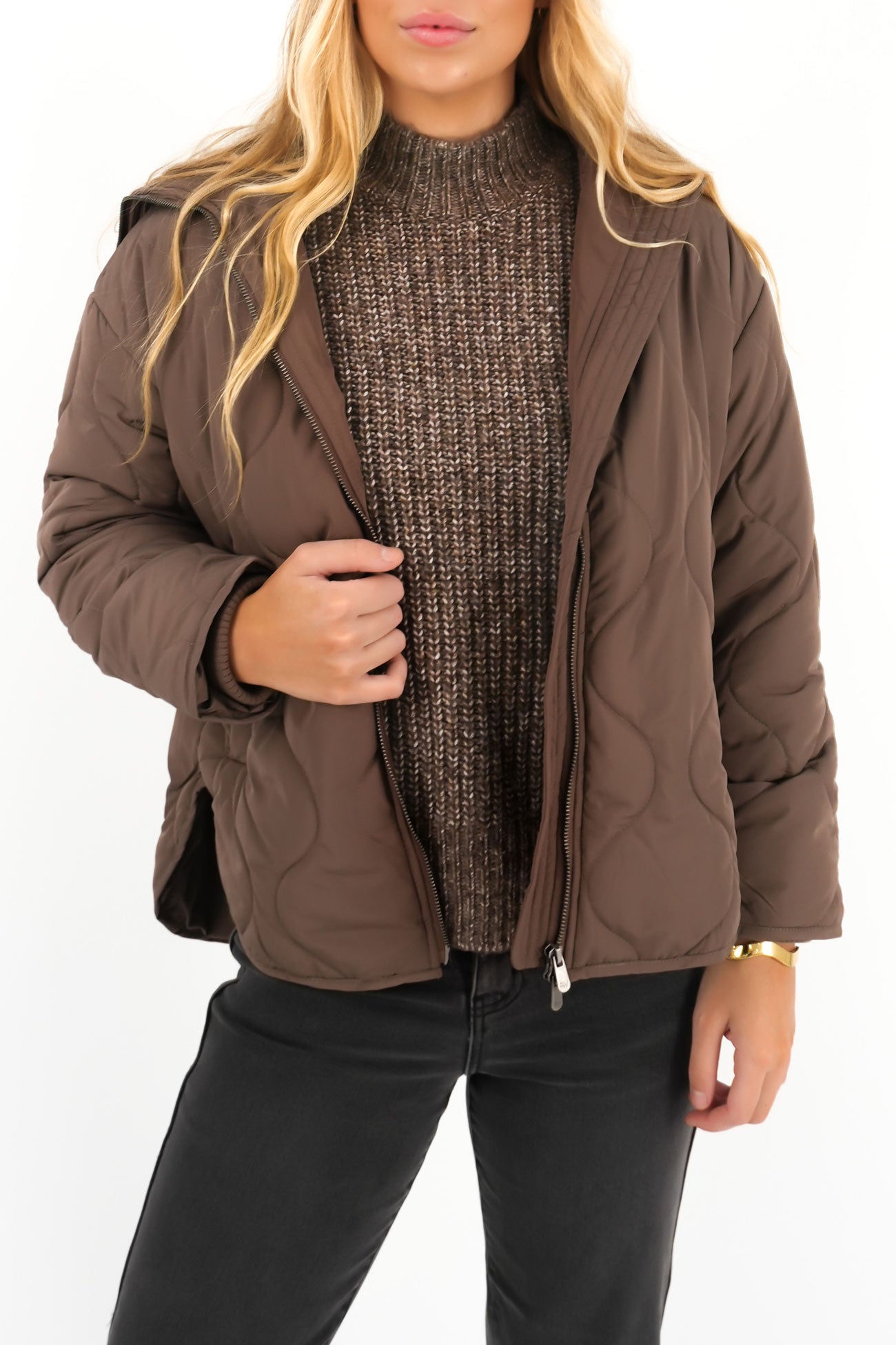 Mellow Quilted Jacket Chocolate
