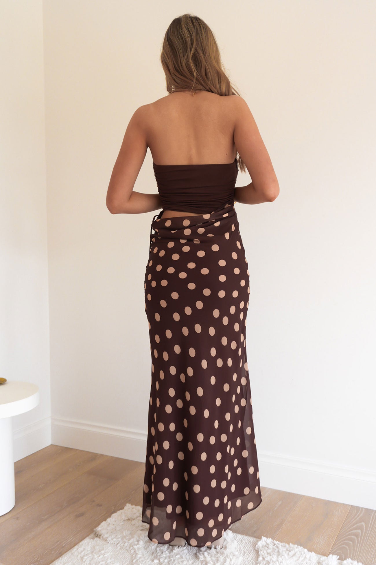 Meridella Maxi Dress Brown Polka Dot