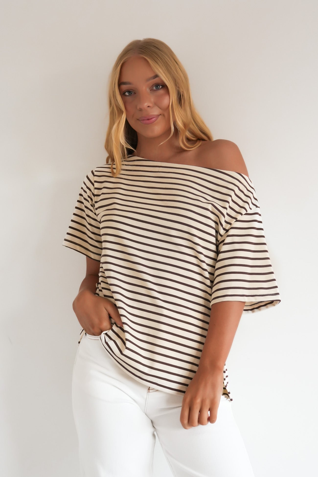 Michey Tee Cream Stripe