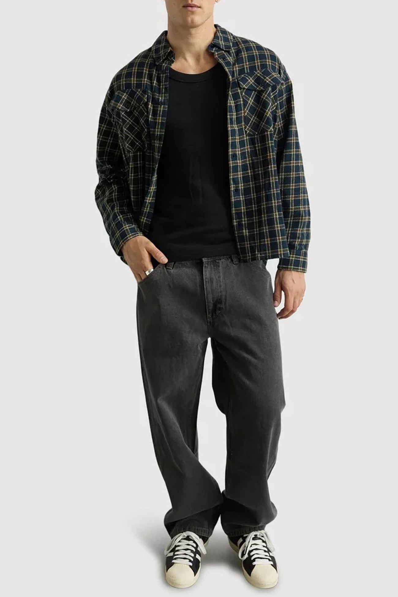 Mickey Check Long Sleeve Shirt Dark Navy
