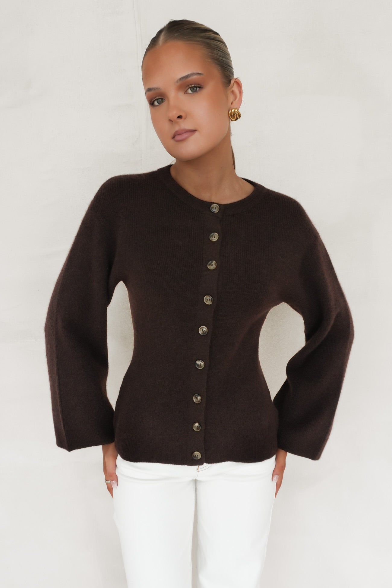 Milan Button Knit Chocolate