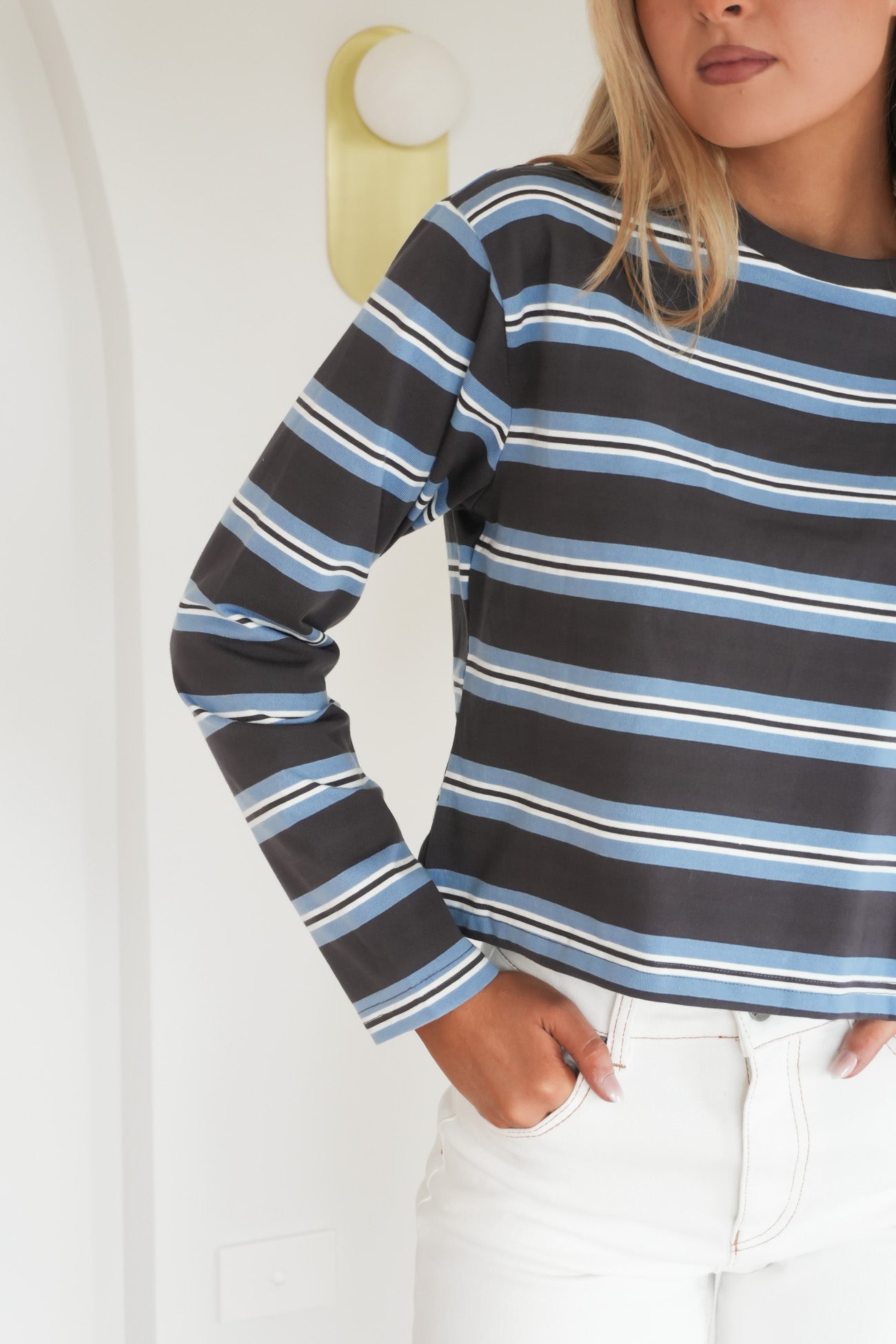 Milly Long Sleeve Tee Blue Stripe