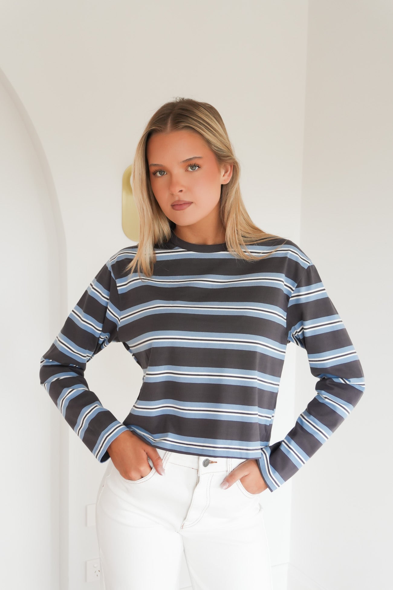 Milly Long Sleeve Tee Blue Stripe