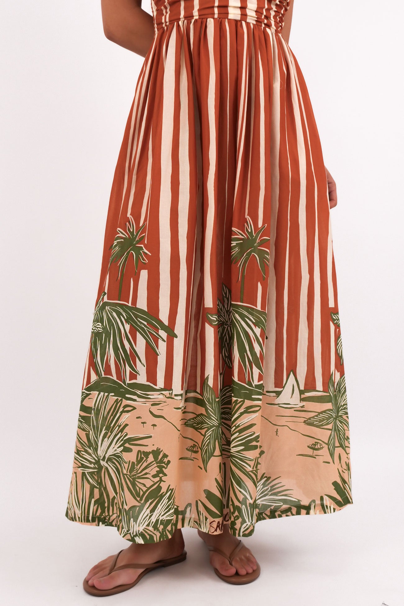Mina Strapless Dress Palm Stripe