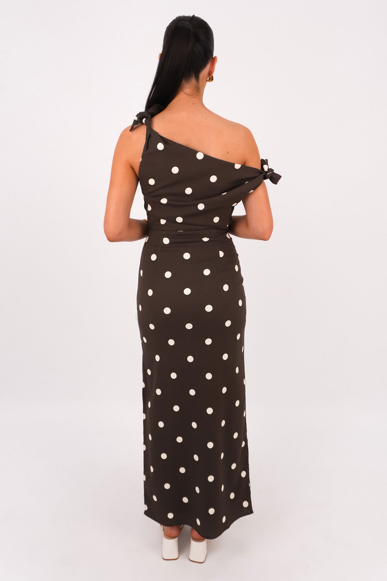 Miranda Maxi Dress Chocolate Polka Dot