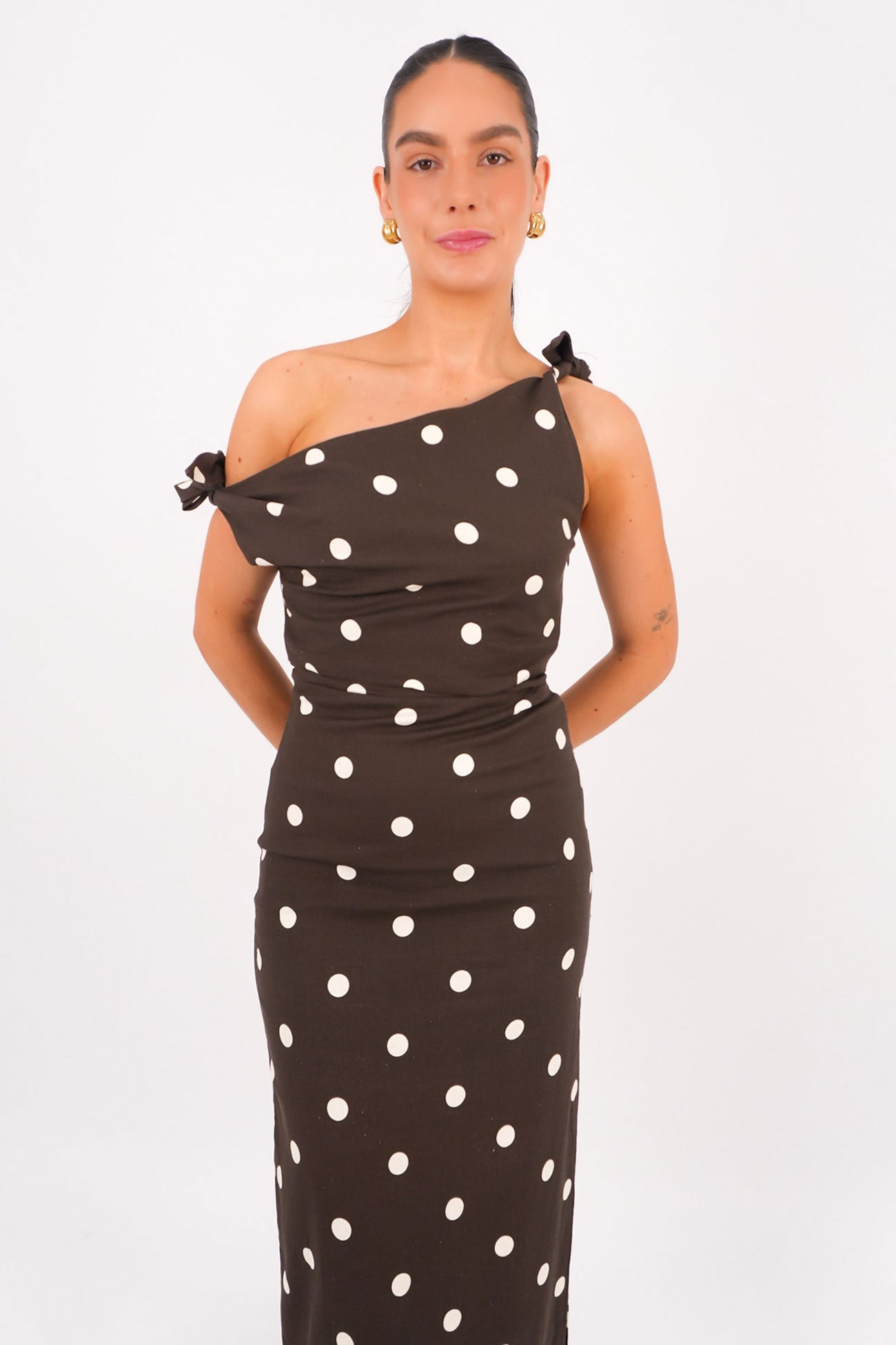 Miranda Maxi Dress Chocolate Polka Dot