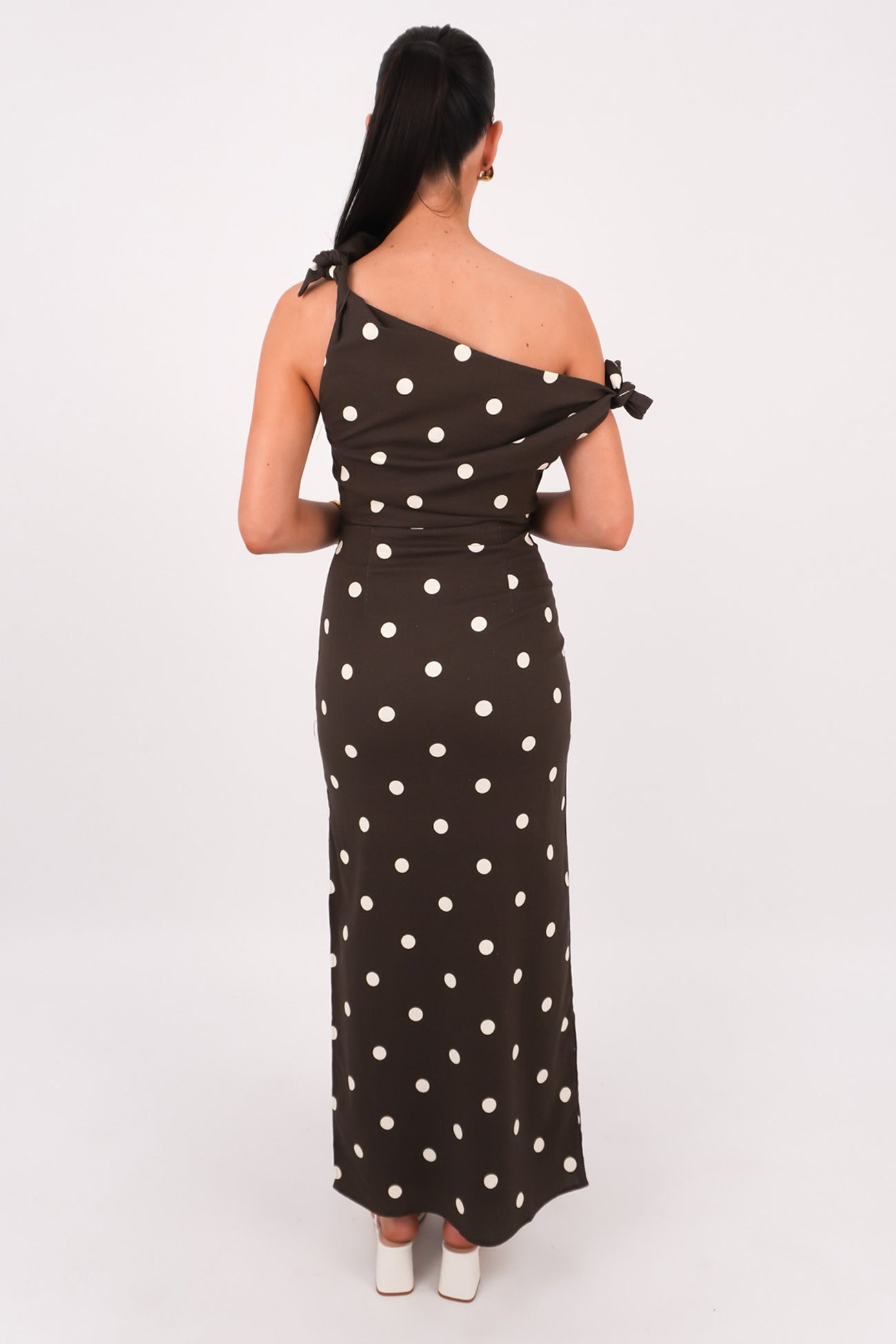 Miranda Maxi Dress Chocolate Polka Dot