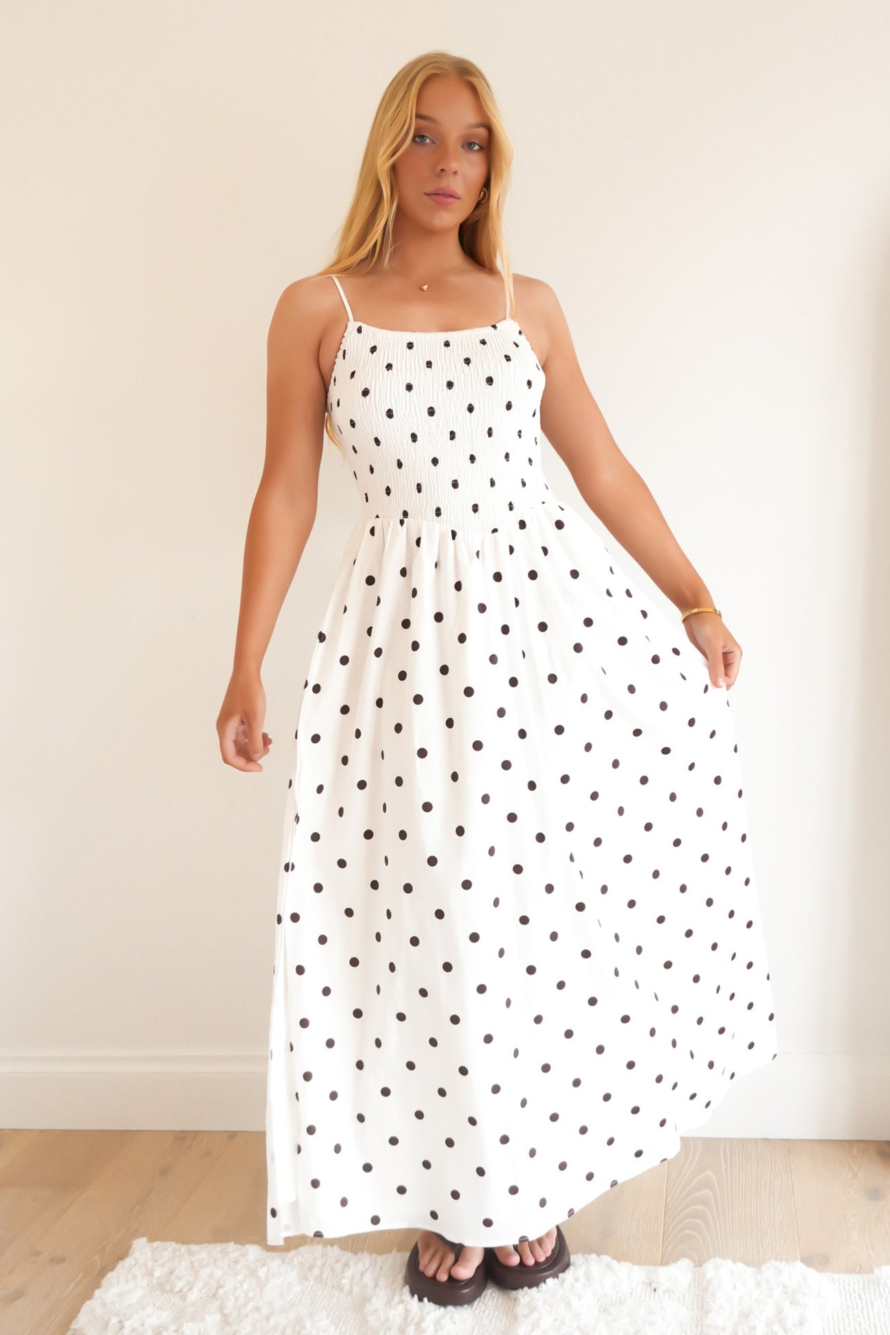 Mirha Maxi Dress White Polka Dot