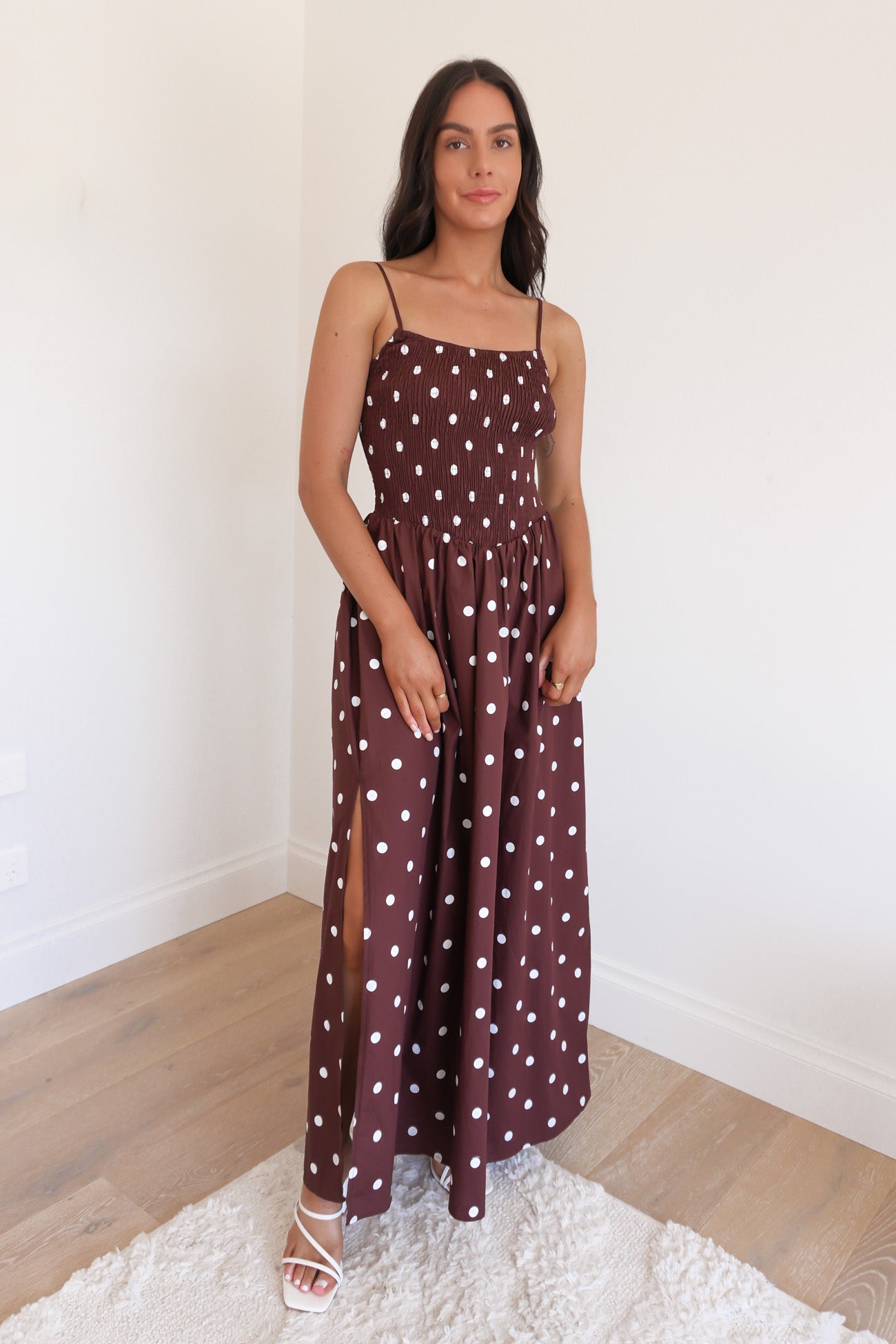 Mirha Maxi Dress Chocolate Polka Dot