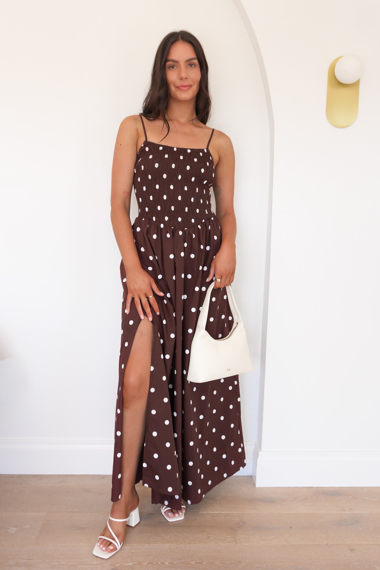 Mirha Maxi Dress Chocolate Polka Dot