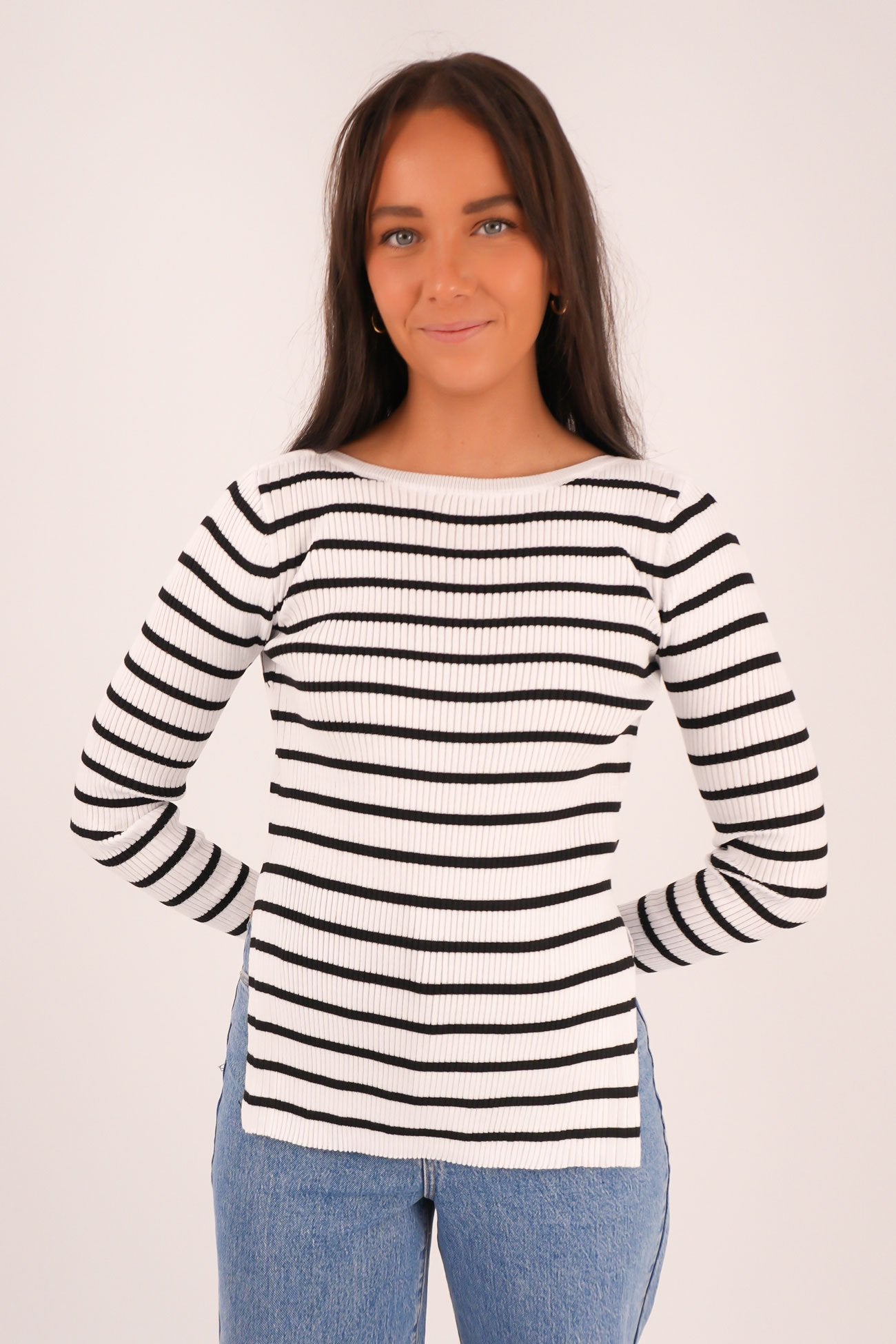 Misu Long Sleeve White Stripe